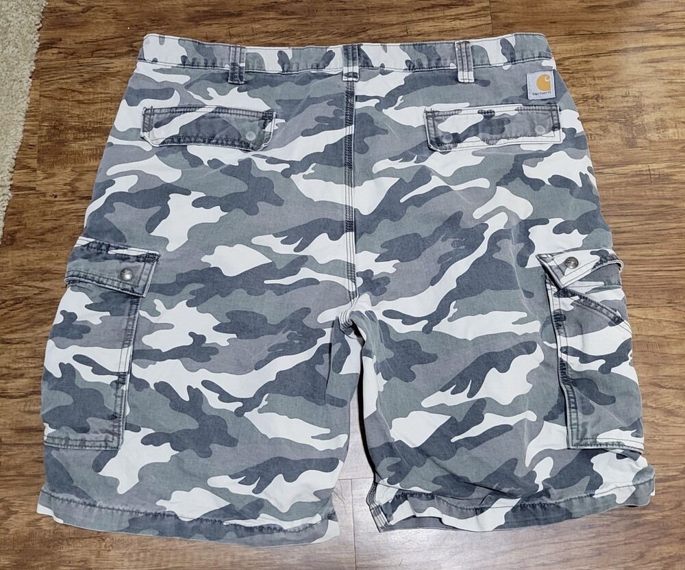 Carhartt Gray Camo Cargo Shorts Relaxed Fit Bottoms Men’s Size 42 100279-071 - Picture 9 of 12